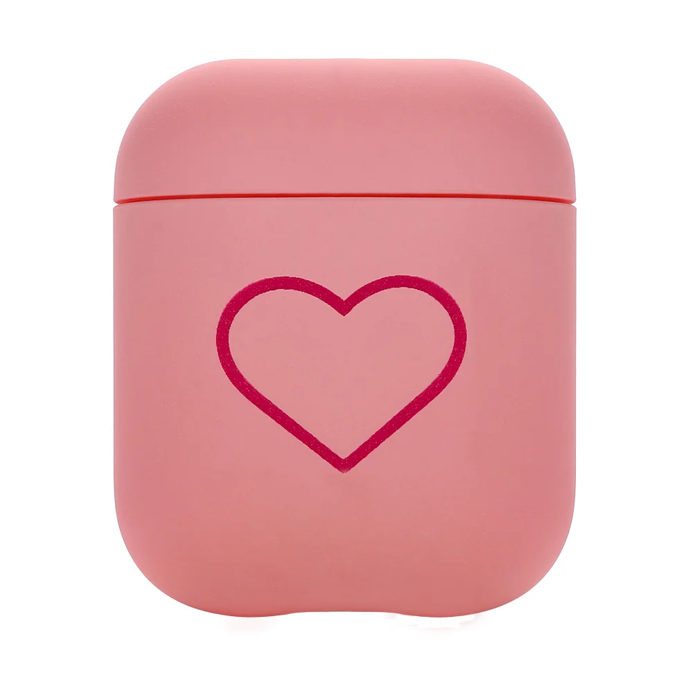 Милый чехол для наушников Apple Airpods 1 2 Жесткий ПК Air Pod розовый чехол для наушников с сердцем для AirPod матовый защитный чехол для гарнитуры - Цвет: Розовый