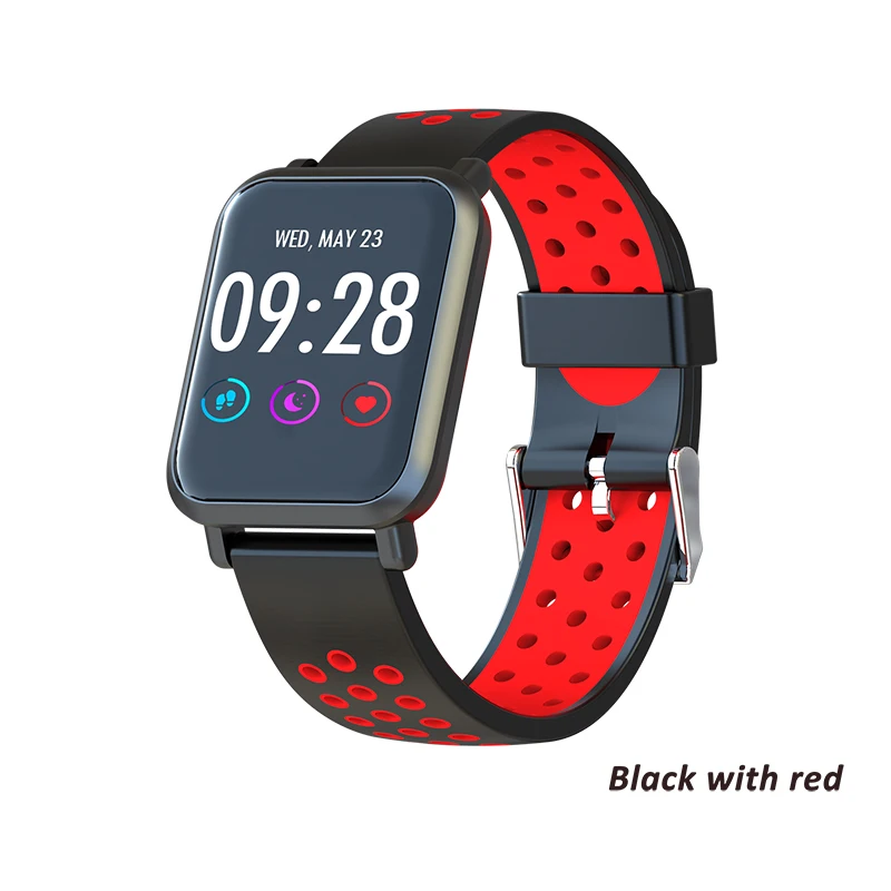 Black with red Умные часы S9 2.5D экран Gorilla glass кровяное кислородное кровяное давление полями IP68 Водонепроницаемый трекер активности Смарт-часы - Цвет: Black with red