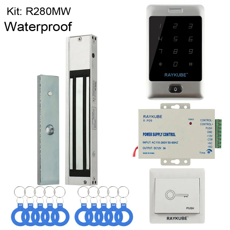 RAYKUBE дверной комплект контроля доступа система с металлической сенсорной клавиатурой RFID ключи электронный комплект замков - Цвет: 280MW