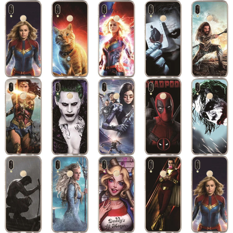 

Marvel Phone Case For Huawei Mate 20 Pro X P20 P10 Plus P8 P9 Lite 2017 iron Man Captain America Soft silicone TPU Cases