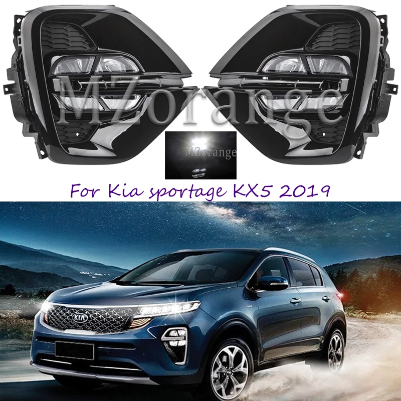 

2Pcs Day Light DRL For Kia sportage KX5 2019 Daytime Running Light LED Day Light Front Bumper Head Fog Lamp White Car Styling