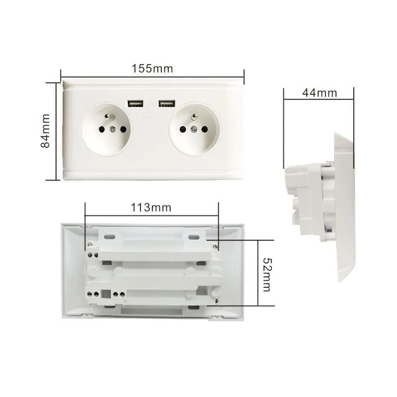Многофункциональная штепсельная розетка европейского стандарта, настенная розетка с двойным usb-портом, немецкий/французский тип штепсельной вилки, розетка, панель розеток