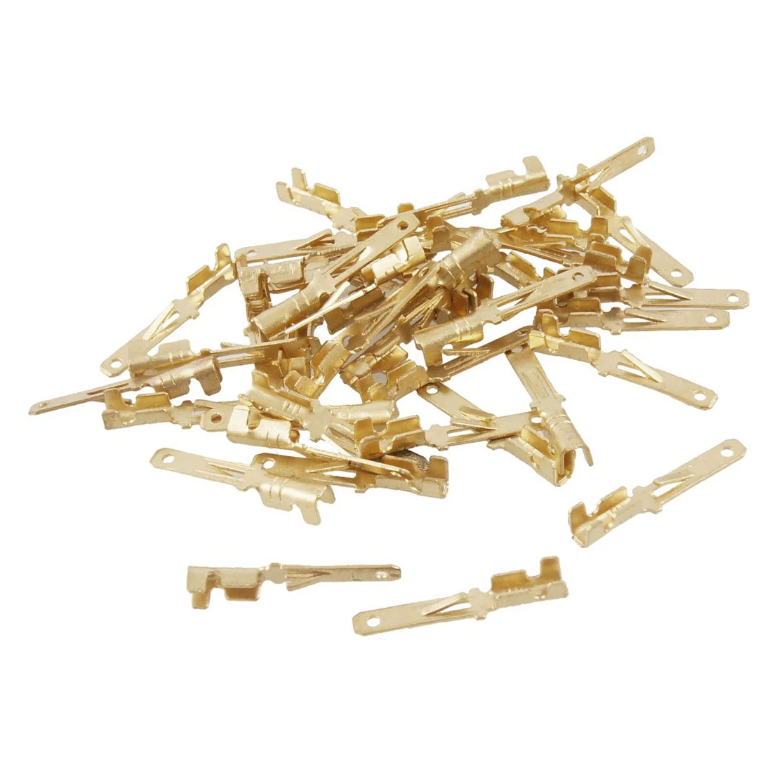 40 Pcs Gold Tone Male Spade Crimp Terminals 2mm Wiring Connectorsin