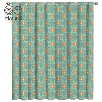 

COCOHouse Green Retro Pattern Vintage Floral Bohemia Room Curtains Large Window Window Curtains Dark Curtain Rod Bathroom