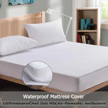 

Queen Waterproof Mattress Pad Protector Cover Fitted 9"-14" Deep Pocket Terry Waterproof Mattress Case Anti-mite Hypoallergenic
