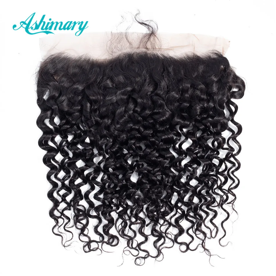 Ashimary Brazilian Hair Deep Wave Lace Frontal Pre Plucked Remy Human Hair Lace Frontal Closure with Baby Hair Ear to Ear