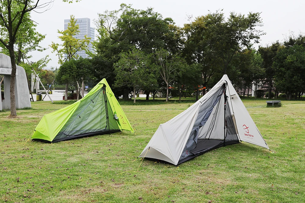 Trekking pole style camping tent 11