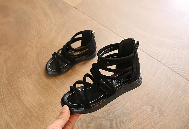 SLYXSH летнее платье для маленьких девочек; сандалии в римском стиле; сандалии на мягкой подошве модная обувь для учащихся; цвет розовый, белый, черный; для женщин детская обувь