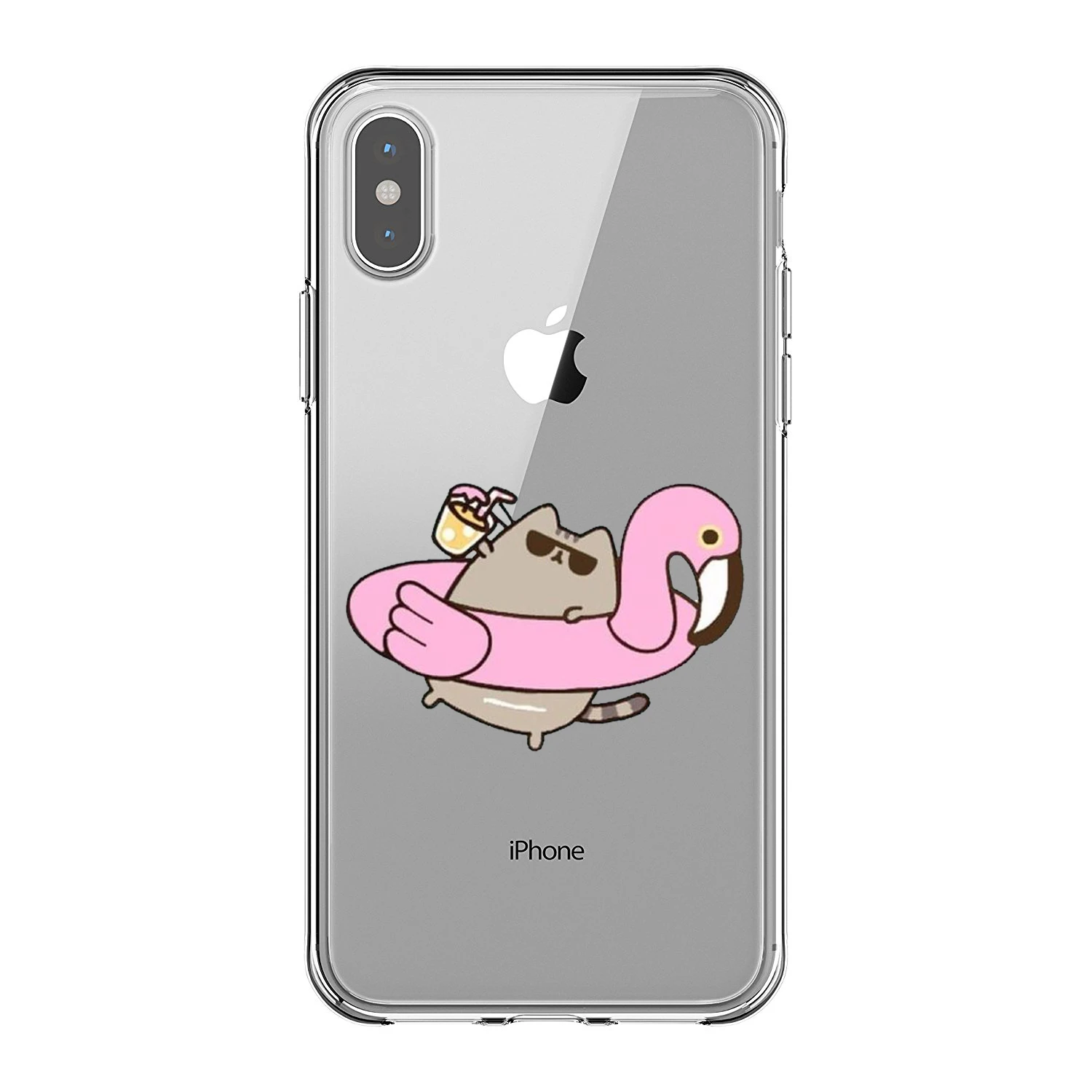 Мягкий ТПУ чехол с мультяшным пухленьким милым котом для iPhone 5 5S SE 6 S Plus 7 8 X XS