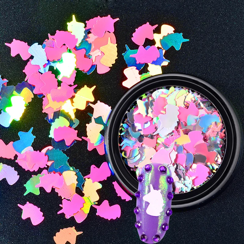 

1 Box Unicorn Nail Glitter Sequins Ultra-thin Mix Colors Chrome Pigment Manicure DIY Nail Art Decorations