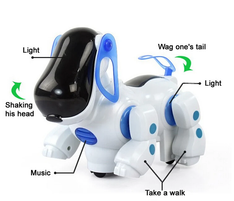 

Cheap Electric Dog Cute Robot Pets Kid Friend With Light Music Shaking head Walk Wake Tail Funny Children Toys