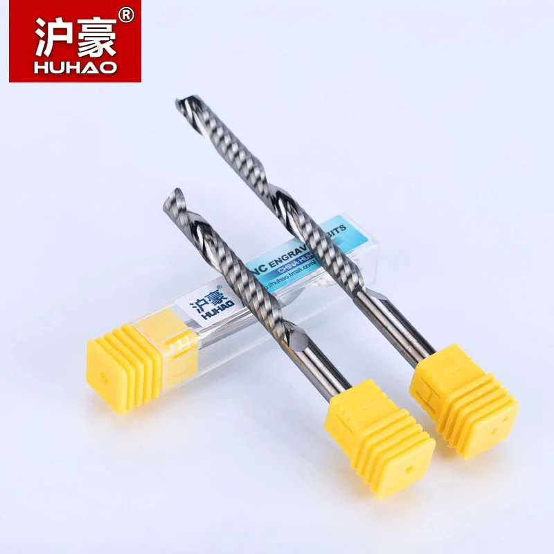 HUHAO 1PC 6mm one Flute Spiral Cutter router bit CNC end mill For MDF carbide