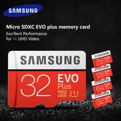 SAMSUNG Micro SD карты памяти EVO + 128 ГБ 100 МБ/с. SDXC C10 U3 UHS-I MicroSD карты памяти EVO Plus 128 г Class 10 Класс 3 100% оригинал