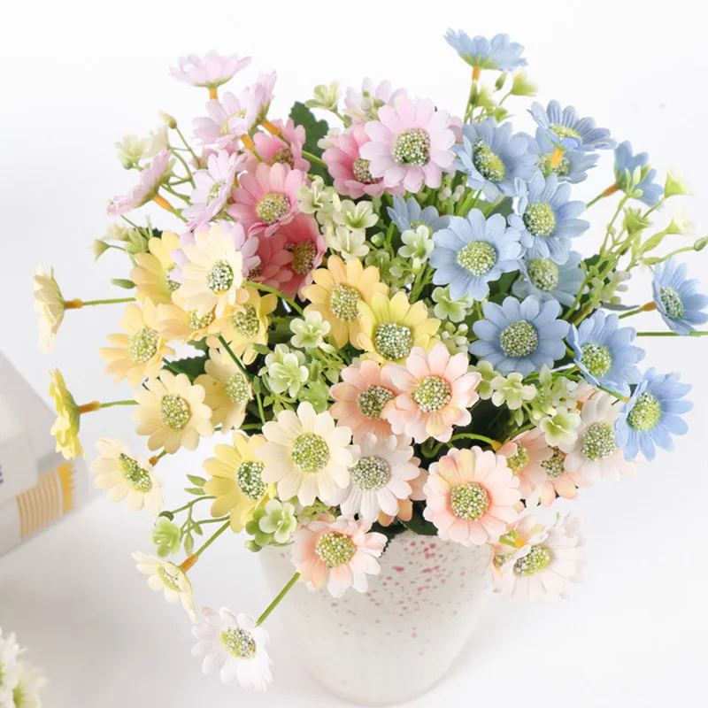 

15 Head Simulation Daisy Flower Bouquet Silk Artificial Chrysanthemum Flowers DIY Home Wedding Flores Office Party Decor