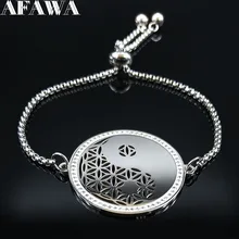 Инь и Ян сплетни цветок жизни из нержавеющей стали кристалл браслеты женские серебряные цветные браслеты ювелирные изделия pulsera B18448