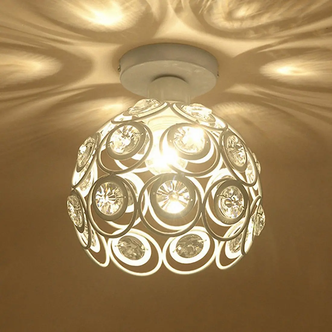 

Creative Crystal Minimalist Ceiling Light Simple Ceiling Lamp Bedroom Alley Simple European White Iron Lamp Crystal Lamp S305DD