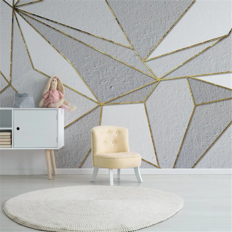 

beibehang Custom wallpaper Nordic minimalist personality abstract geometric gold TV background wall 3d wall paper tapety