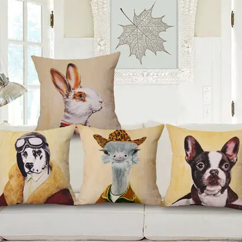 

wholesale wedding gift cushion cover 45X45cm cute Cartoon animal personality portrait car home sofa party decorative pillow case