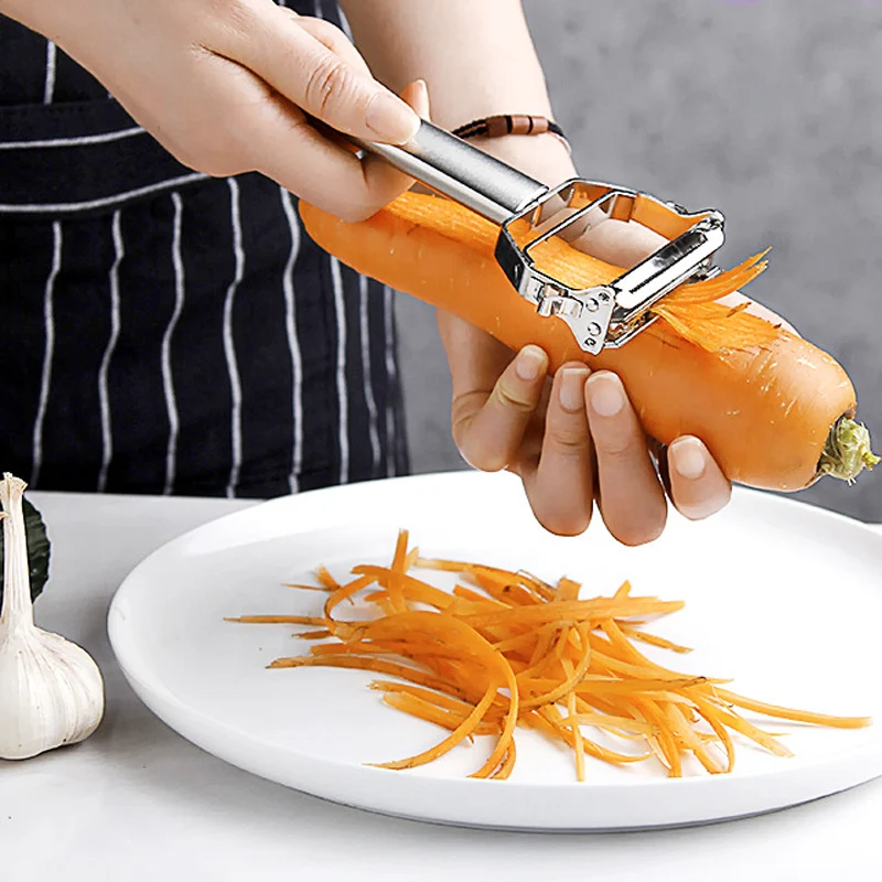 Stainless Steel Julienne Peeler 2 In 1 Fruit Vegetable Potato Carrot Peeler Sharp Slicer Cutter Shredder Cooking Kitchen Gadgets (4)