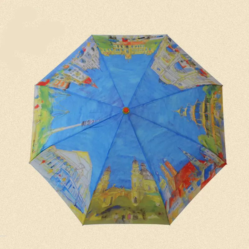 Oil painting Umbrella European Countries Windproof Umbrella three