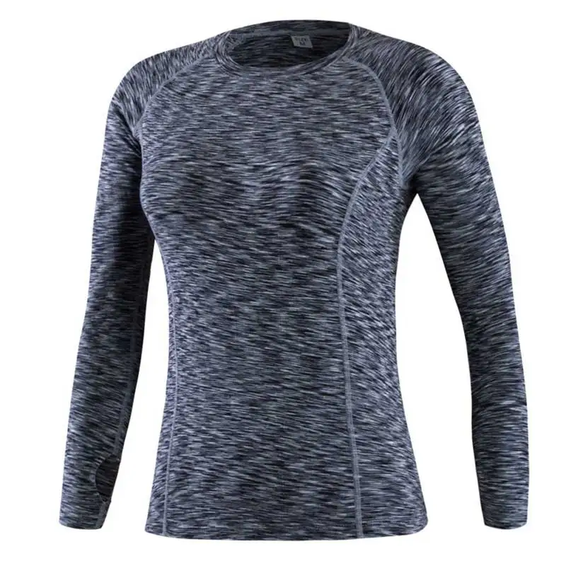 Женская длинная футболка-худи для занятий фитнесом, женская одежда для тренировки, Спортивная футболка, термобелье, Yogaing Top V83 - Цвет: Серый