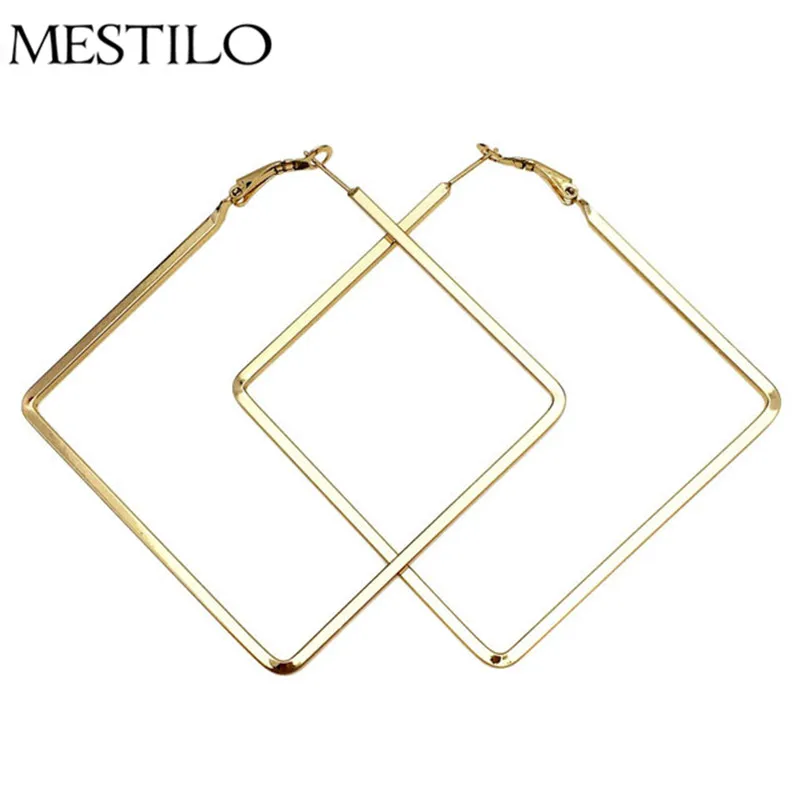 MESTILO, простые, в стиле панк, большие, золотые, серебряные, квадратные серьги-кольца для женщин, модные, Преувеличенные, геометрические, большие серьги-кольца