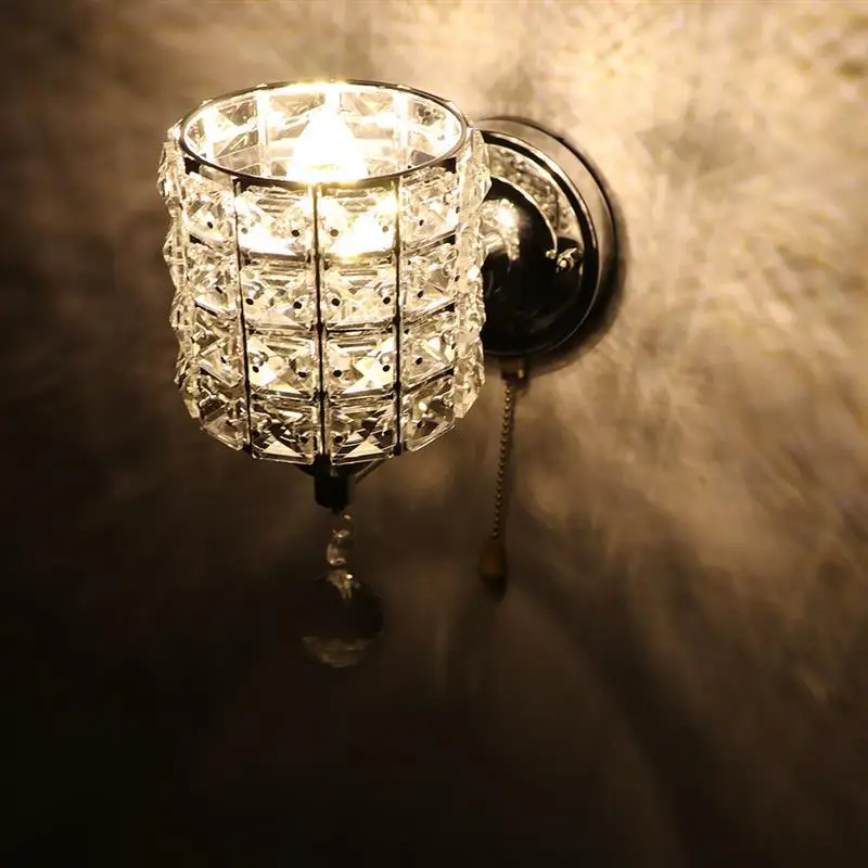 Современный стиль, настенный светильник, цилиндрический кристалл, настенный светильник, держатель с подвеской и выключателем, AC 85-250V E14 розетка(без лампы в комплекте