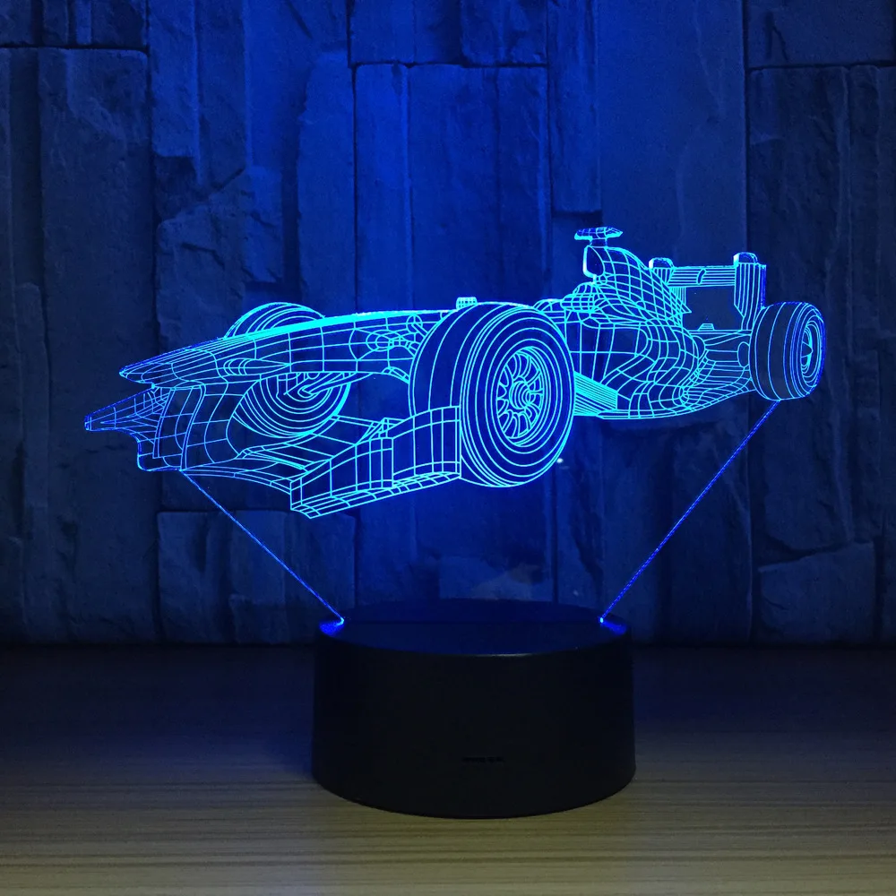 Racing Car Shape 3D Lamp For Decoration home Acrylic touch sensor led night light for children