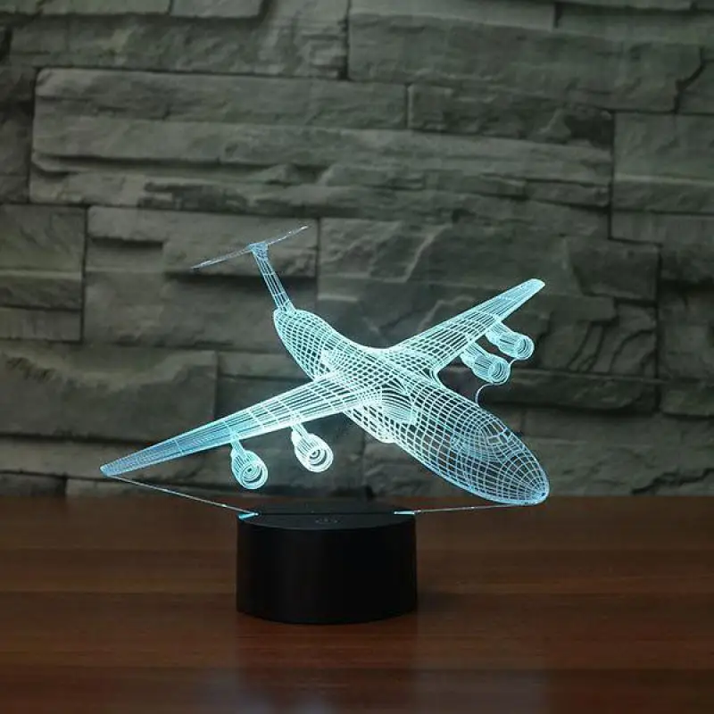 buy Gift Aircraft Style Novelty Acrylic Night Lamp Creative Novelty Luminaria 3d Led Night Light Christmas decorative Table lights