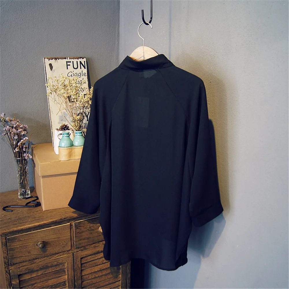 Boyfriend Style Casual Chiffon white Long Women blouse shirt oversized Long sleeve loose shirt office wear casua tops blusas (7)