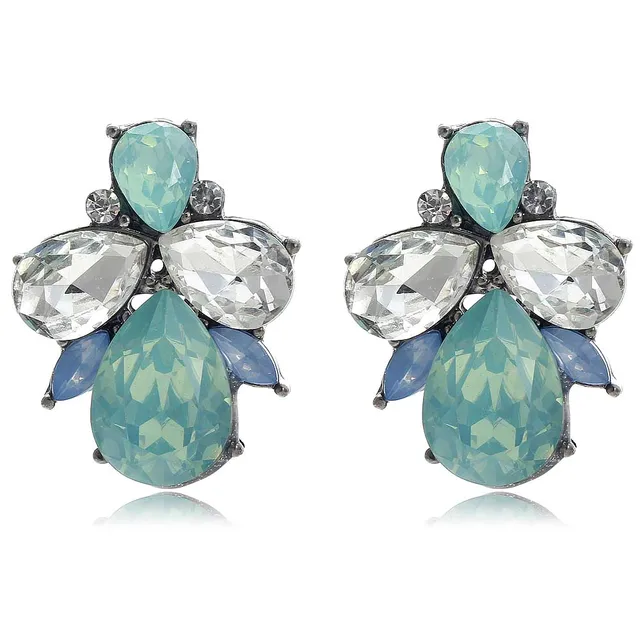 Special Offers YaYi Green White Blue Opalescence Glass White Rhinestone Dangle Earring Women's Fashion Gun Black Gem Earrings For Women E1097 Special Offers YaYi Green White Blue Opalescence Glass White Rhinestone Dangle Earring Women's Fashion Gun Black Gem Earrings For Women E1097