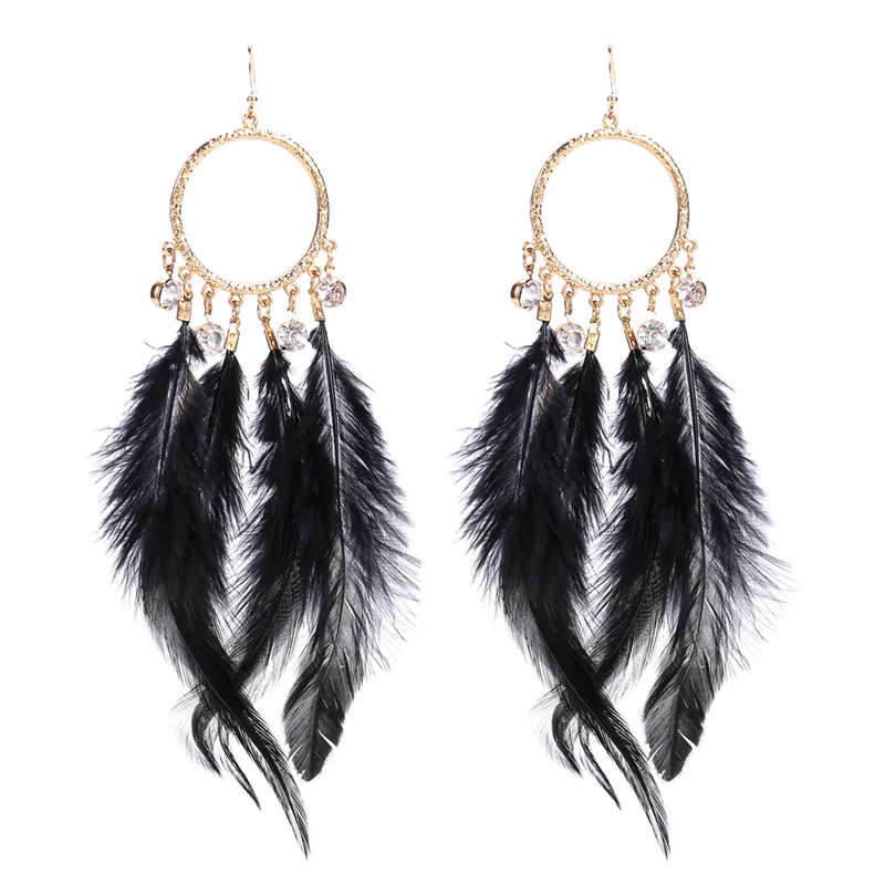 2018 Длинные перо падение серьги Винтаж для Для женщин аксессуары Boucles D'oreilles Pour Les