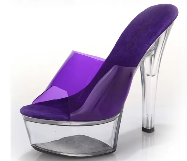 Aliexpress.com : Buy Summer 2016 super high heels pink 15cm glass ...