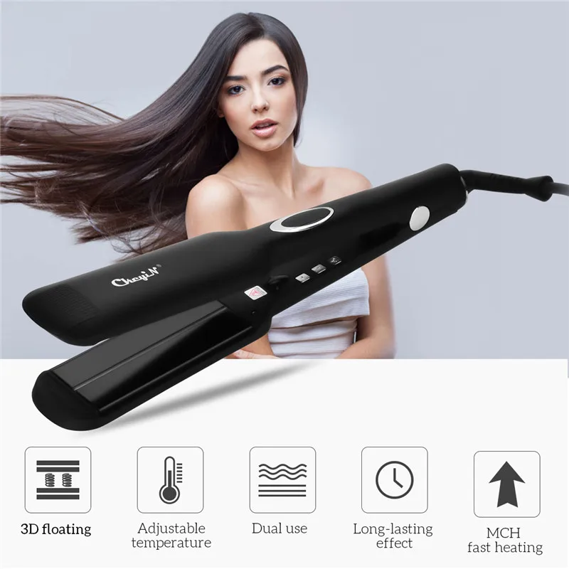 

Professional Electric Hair Straightener Flat Iron Negative ION Infrared Hair Curler Wave Curling Straighting Iron LCD Display