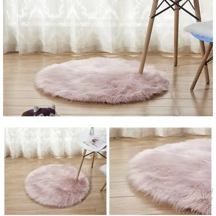 Round Parlor Rug Faux Fur Hair 5 6cm Winter Carpet Living