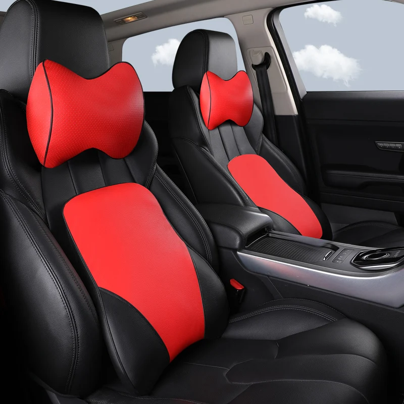 

KKYSYELVA Memory Foam Lumbar Support Cushion For Car And Headrest Neck Pillow Kit Interior Accessories