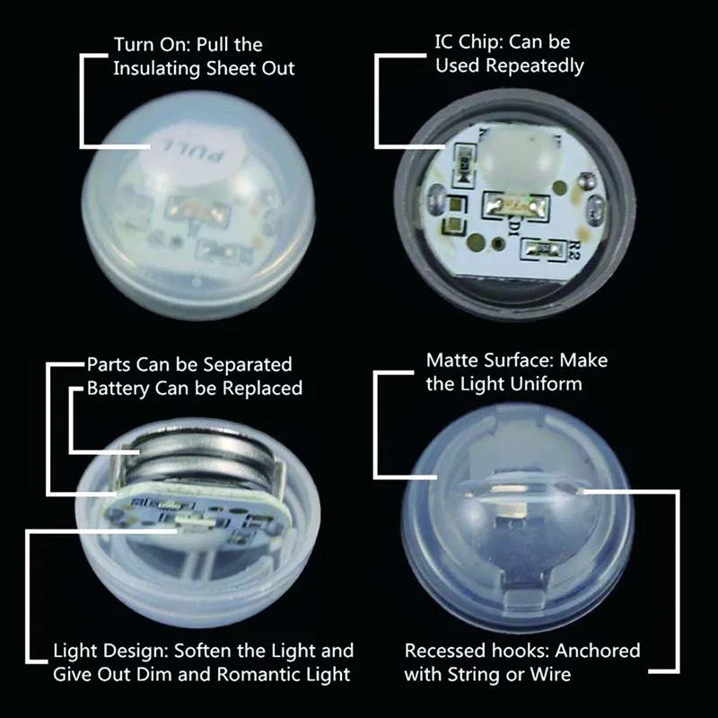 IP68 Waterproof LED Floating Ball Underwater Lights LED Swimming Pool Vase Light for Wedding Party Fountain Baby Shower