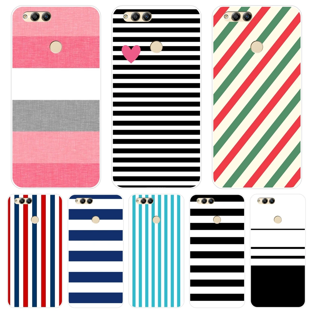 

Blue Stripes Back Cover For Huawei Honor 7 7S 7X 7A 7C Pro 10 9 8 8X MAX Soft Phone Case Silicone For Huawei Honor 7 8 9 10 Lite