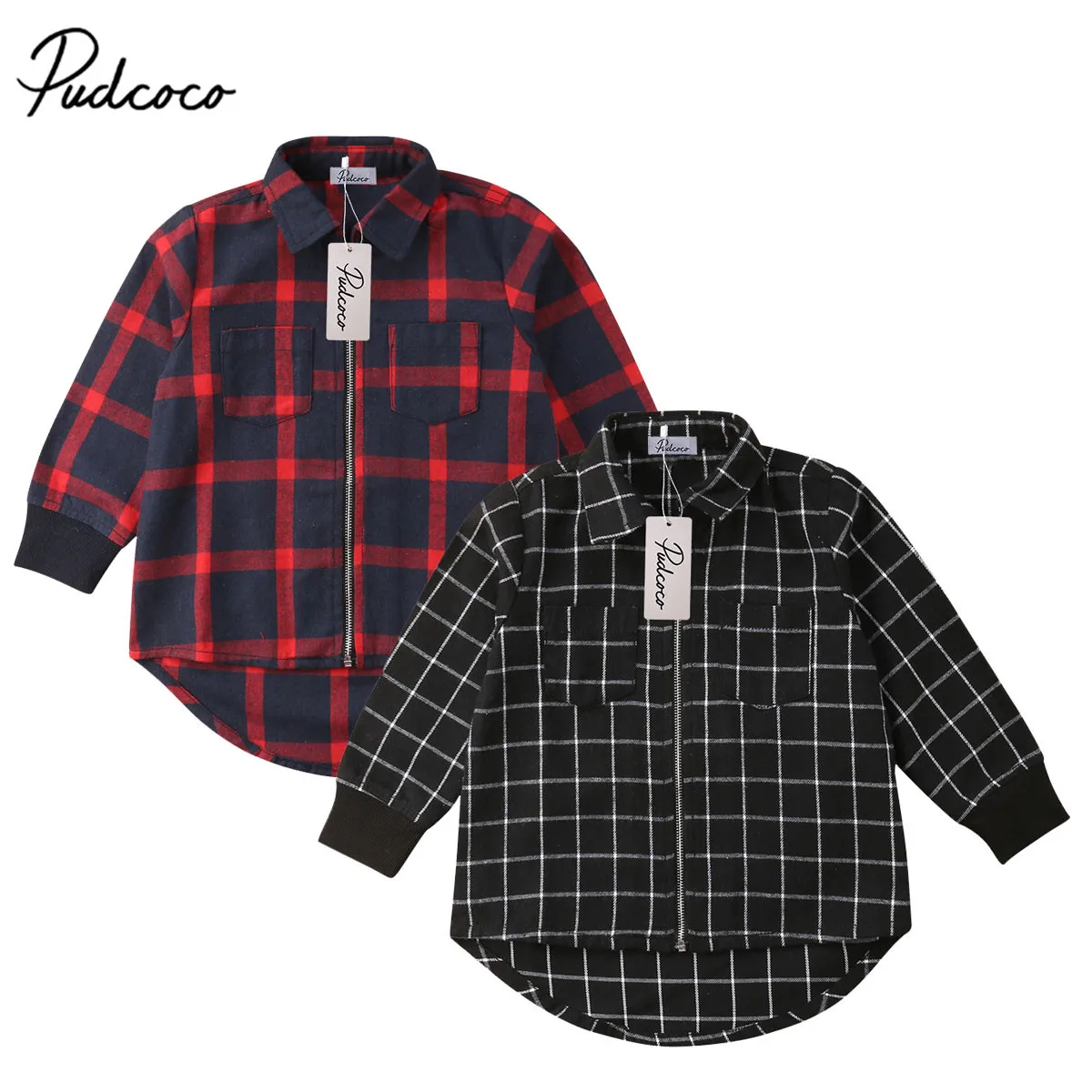

NEW Fashion Kids Toddler Baby Girls Boys Clothes Cotton Plaid Long Sleeve Zipper T-Shirt Tops One-Piece Outfits Clothes 1-5T