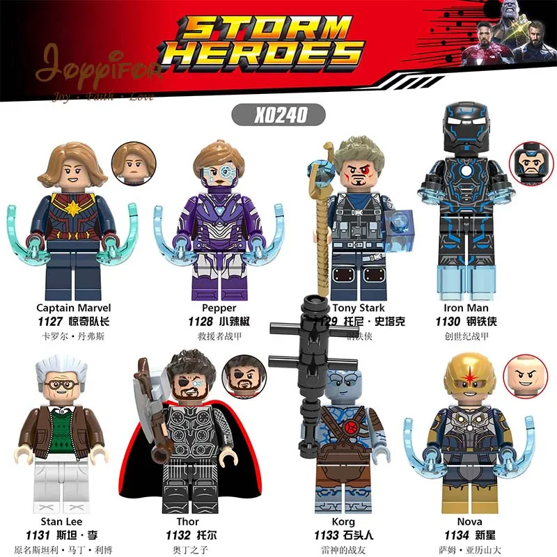 

JOYYIFOR Marvel Avengers 4 LegoINGlys Captain Marvel Movie Figures Skrull Kory Thor Stab Lee Iron Man Building Blocks Kids Toys