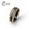 2 unids/set gran oferta de moda 585 anillos de oro con Bling Rhinestone 2 capa negro blanco desmontable anillos de cerámica para la joyería de las mujeres ► Foto 1/6
