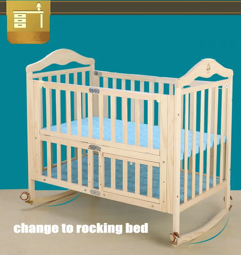 Berço de Madeira de Pinho Berço de Balanço Berço com Mosquiteiro Pinho com 4 Dobrável com 4 Rodas Bloqueáveis Nenhuma Pintura Bebê Portátil Infantil 14 China crib baby bed Suppliers