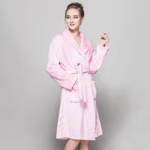 Flannel Bathrobes Women Ladies Pink Bridesmaid Long Night Gown Autumn Winter Bath Robes Adults Pajams Kimono