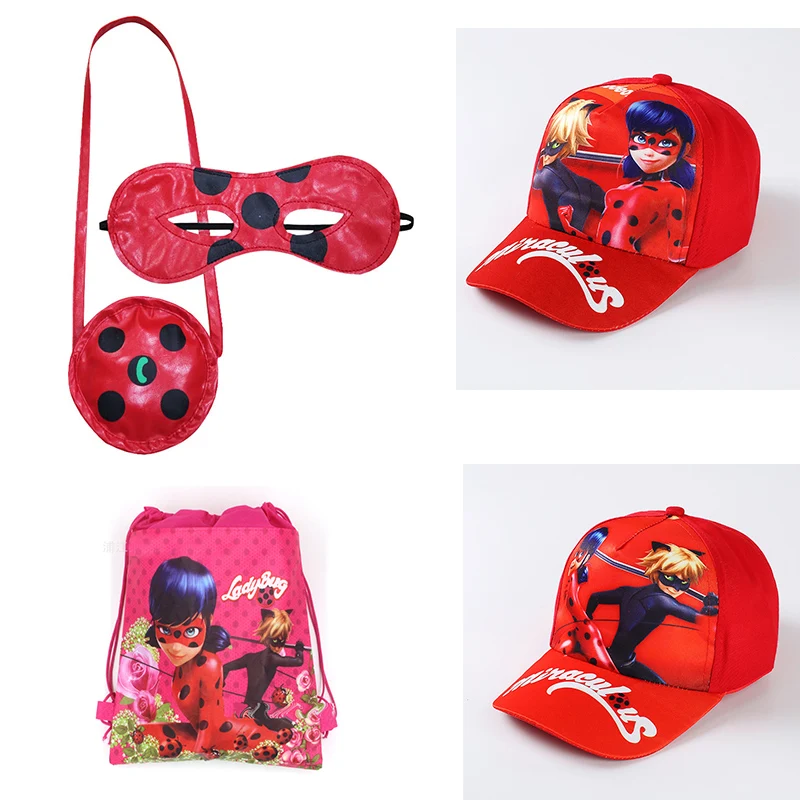 

2018 Miraculous Ladybug Bag Mask Red Dot Caps Cosplay Toys Mask Handbag Action Figures Toys Kids Gift Cartoon Cosplay Toys