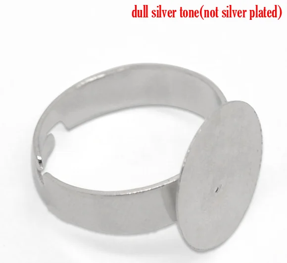 

Copper + Alloy Adjustable Rings Round Silver Tone 18.3mm( 6/8")(US ) 2 PCs