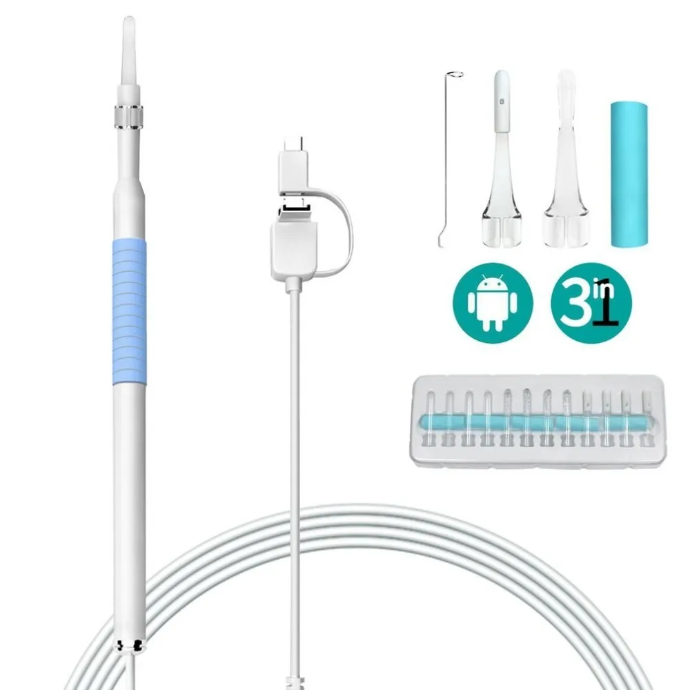 Очистки эндоскопа 5,5 мм визуальный 3-в-1 инструмент для чистки ушей USB палочка для ушей уши инструмент для очистки Портативный