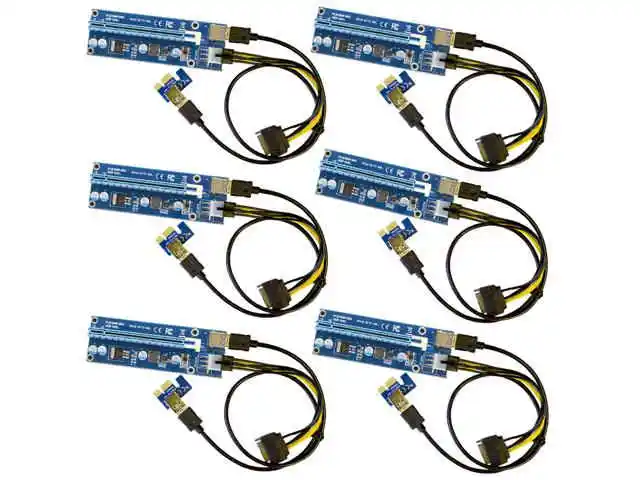 USB 3.0 PCI-E Riser Mining Card VER 006C 16X To 1X Powered Adapter 006C 6 Pack