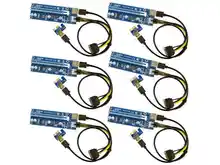 6-Pack Ver006C Mining Dedicated Riser USB 3.0 PCI-e Express 1X to 16X Riser Card 15Pin SATA to 6Pin Power Cable Monero BTC ETH