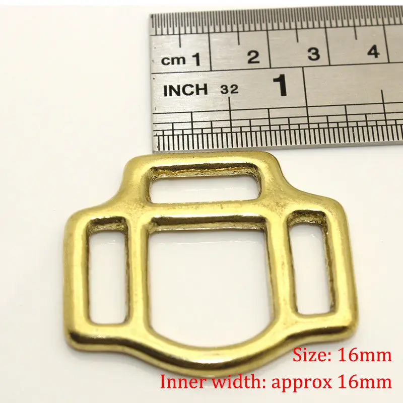 Твердая латунь лошади с лямкой на шее квадратный 3-сторонний с лямкой на шее уздечка пряжки Конное снаряжение кожи ремесла Сделай Сам аксессуар оборудования - Цвет: 16mm