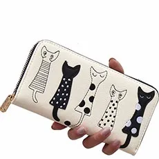 Magic-fish-Women-Wallets-fashion-dollar-price-Leather-Wallet-carton-cat-Day-Clutch-Purse-long-woman